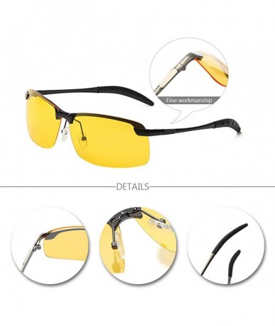 Goggle Night Vision Glasses for Driving Semi-rimless Polarized Sunglasses - Black Frame - CC18RD5AIY5 $8.34