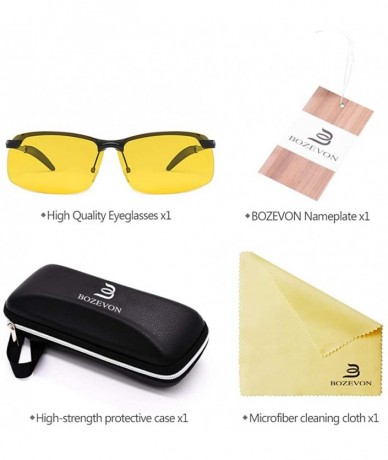 Goggle Night Vision Glasses for Driving Semi-rimless Polarized Sunglasses - Black Frame - CC18RD5AIY5 $8.34