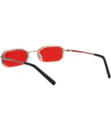 Rectangular Small Rectangular Frame Sunglasses Skinny Narrow Shades Color Lens UV 400 - Gold (Red) - CO18SAI6DN3 $11.06