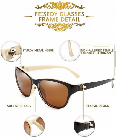 Oval Women Vintage Polarized Sunglasses Lady Elegant Cateye Sun Glasses B2476 - Dark&ivory - CU18OYA4XWG $17.06