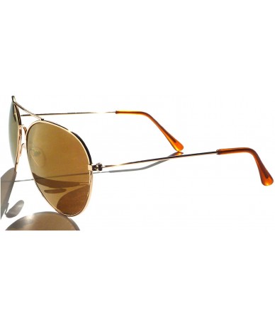 Aviator TOP Gun PILOT Style Classic Gold Metal Frame Brown Lens Aviator Sunglasses - CS11I47T74D $11.80