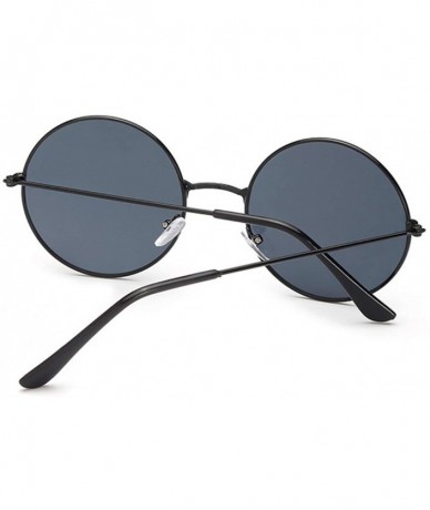 Round Retro Small Round Sunglasses Women Vintage Shades Black Metal Sun Glasses Fashion Lunette - Blackgray - CX197Y7D4X4 $23.64