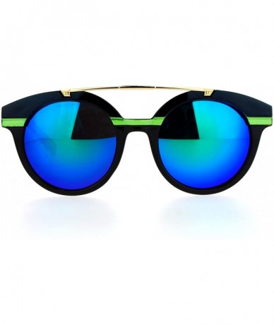 Wayfarer Mirrored Mirror Lens Retro Top Metal Bridge Horn Rim Sunglasses - Green - CM12IS301XD $15.10