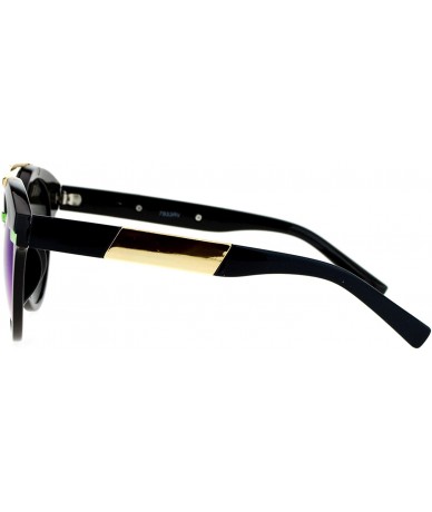 Wayfarer Mirrored Mirror Lens Retro Top Metal Bridge Horn Rim Sunglasses - Green - CM12IS301XD $15.10