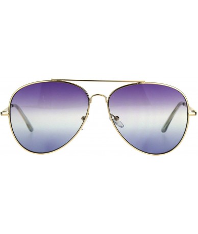 Aviator Gold Aviator Spring Hinge Sunglasses Ombre Multicolor Gradient Lens UV 400 - Gold (Purple Blue) - CQ188ON3DXW $10.16