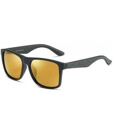 Square Fashion Polarized Sunglasses Brand Designer TR90 Square Frame Men Leisure Driving Mirror - Gold - C718U986UY2 $33.30
