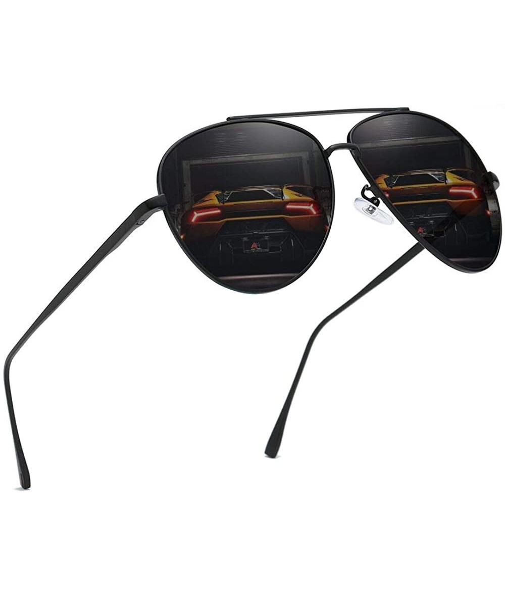 Oversized Premium Military Polarized Sunglasses Protection - Black Frame/Gray Lens - C418KEMKRIC $11.05