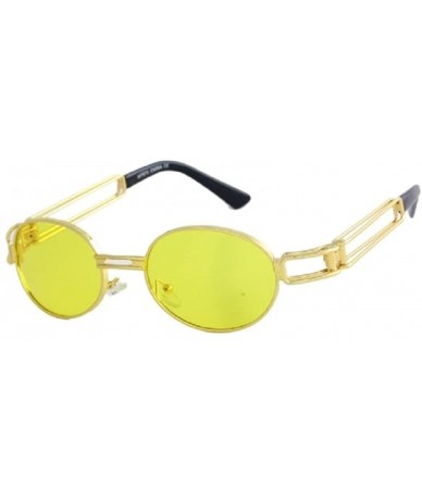 Oval Slim Round Classic Oval Luxury Steampunk Sunglasses - Gold Metallic Frame - C718697YNM0 $12.14