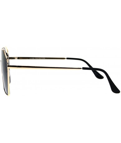 Oversized Super Oversized Sunglasses Square Open Cut Corners Shield Frame UV 400 - Gold (Black) - CY187HXAWOD $12.40