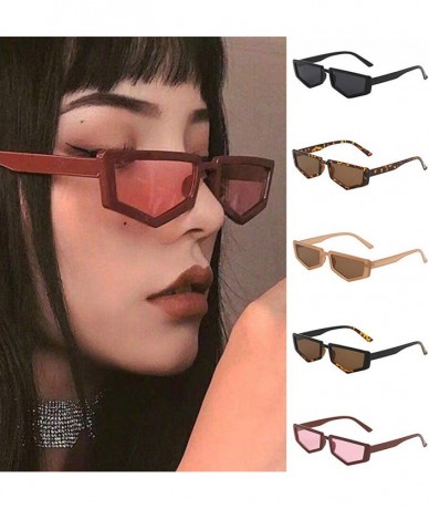 Square Small Frame Skinny Cat Eye Sunglasses for Women Colorful Lens Mini Narrow Square Retro Cateye Vintage Sunglasses - C81...