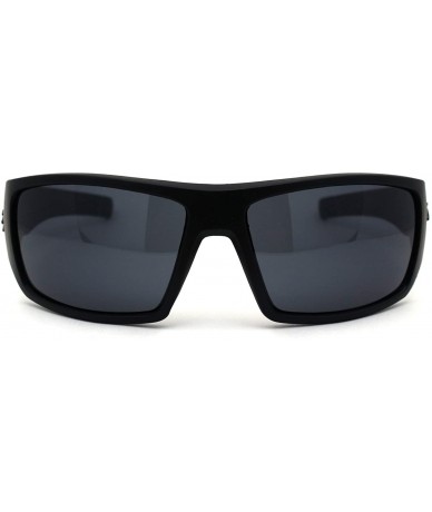 Sport 90s Mens Rectangular Warp Around Sport Sunglasses - Matte Black - CY194KQTHWY $9.72