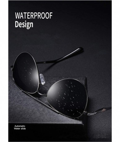 Oval Unisex Polarized Sunglasses Classic Retro Mirror Glasses 100% UV protection - Black-black - CC18W6RHTL3 $17.13