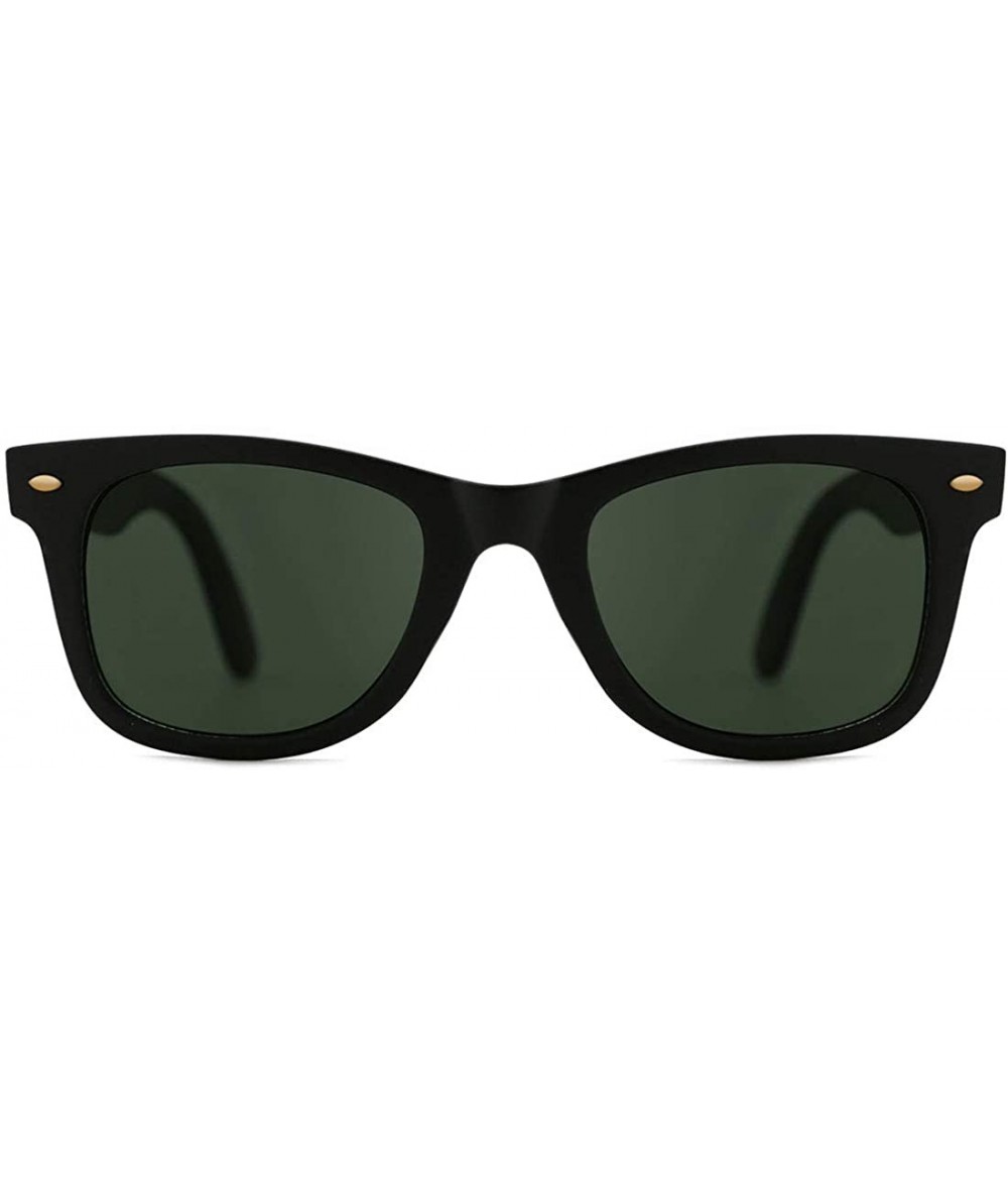 Rectangular Vintage Polarized UV400 Protection Sunglasses for Men Women Retro Frosted Frame - B-black - C618W6UMM3X $15.44