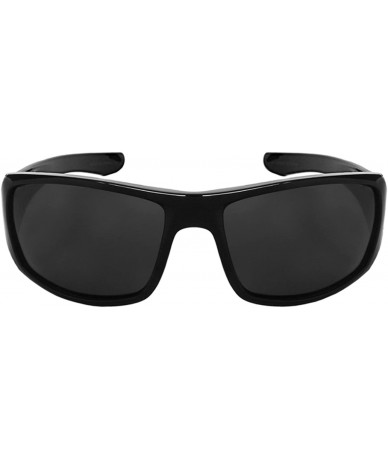 Sport Sleek Wrap Style Polarized Sunglasses 540792TT-P - Black - CF1822KUCZ7 $8.76