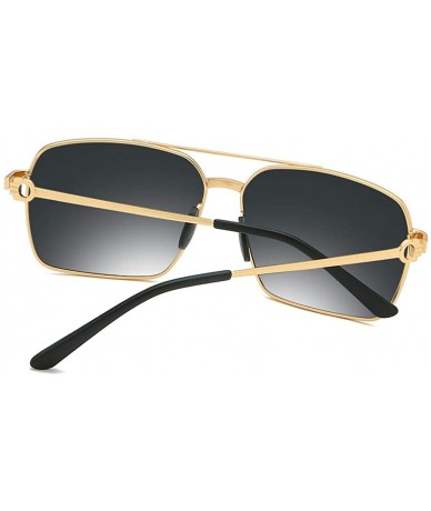 Square Square Sunglasses Men Polarized UV400 Metal Frame Male Sun Glasses Driving Accessories - Gold With Black - C018A9NI09W...