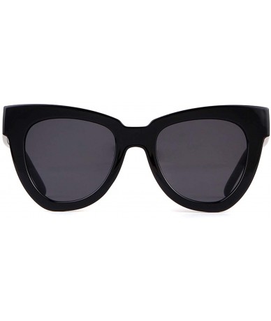 Cat Eye Retro Vintage Cateye Women Sunglasses Oversized Frame Black Lens Glasses - Glossy Black Frane/Grey Lens - CS18XXZ80CI...
