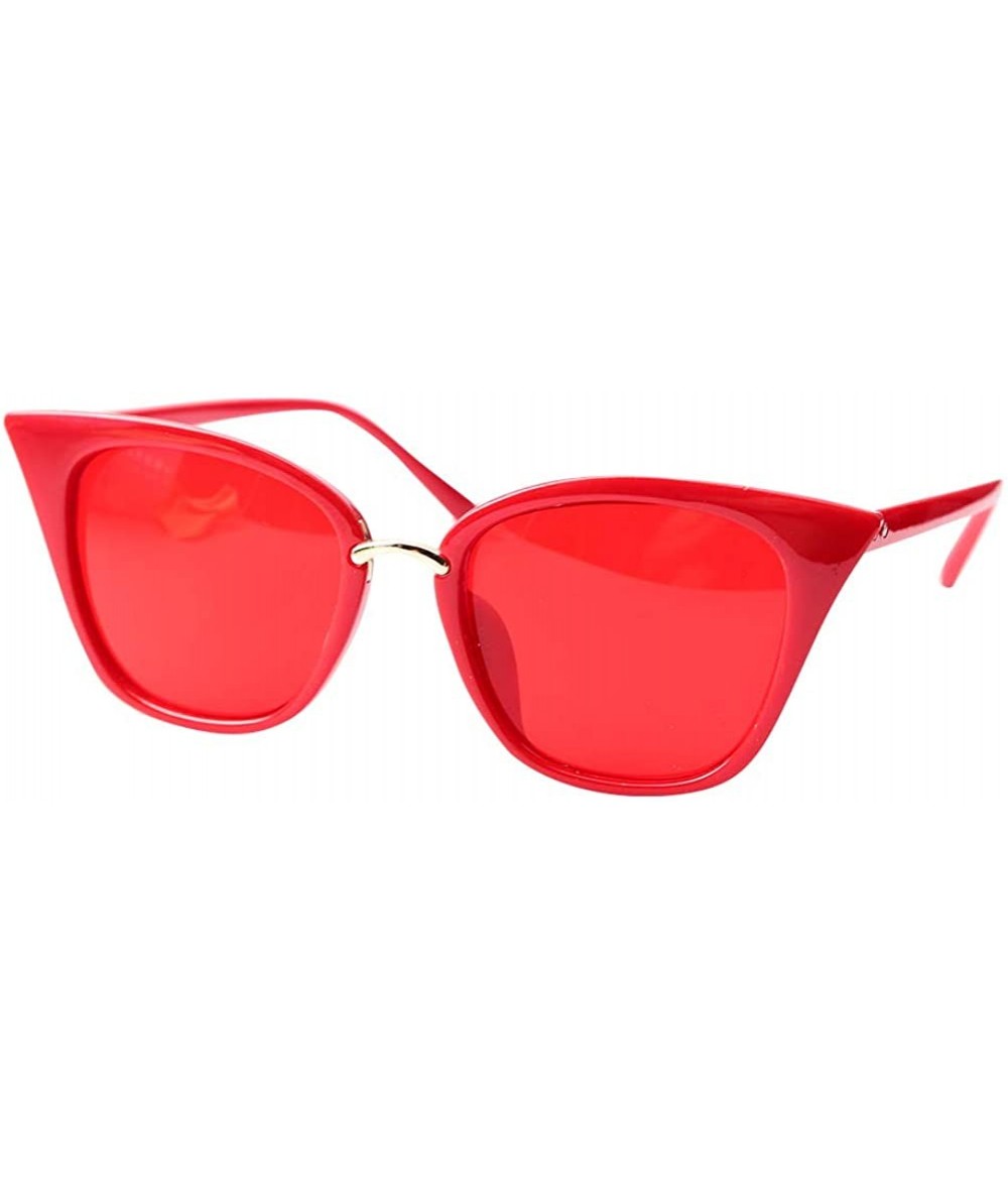 Cat Eye Womens Quality Readers Stylish Oversized Cat Eye Custom Reading Glasses - Red Frame With Red Lens - C918WUT8Y6Q $13.14