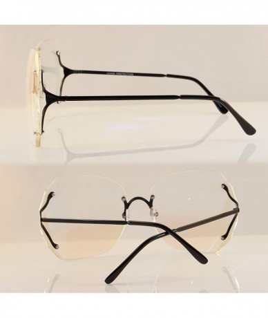 Rimless Oversize Rimless Diamond Cutting Clear/Ocean Color Sunglasses A106 - A107 - (Clear) Black - CE180O0YO49 $9.68