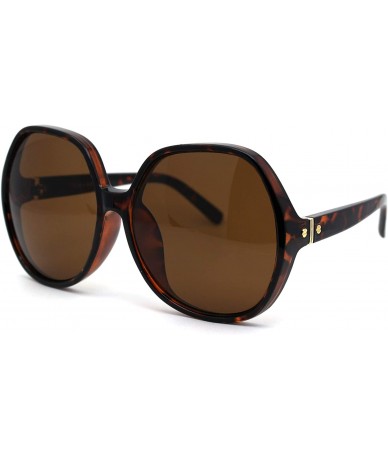 Butterfly Womens Minimal Oversize Round Butterfly Designer Sunglasses - Tortoise Solid Brown - CW1956T30T9 $12.92