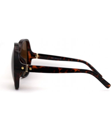 Butterfly Womens Minimal Oversize Round Butterfly Designer Sunglasses - Tortoise Solid Brown - CW1956T30T9 $12.92