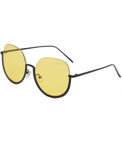 Semi-rimless Women Semi-rimless Cat eye Sunglasses Metal Sun Glasses Trend Travel Party UV400 - Black Yellow - CV19033GGIC $1...