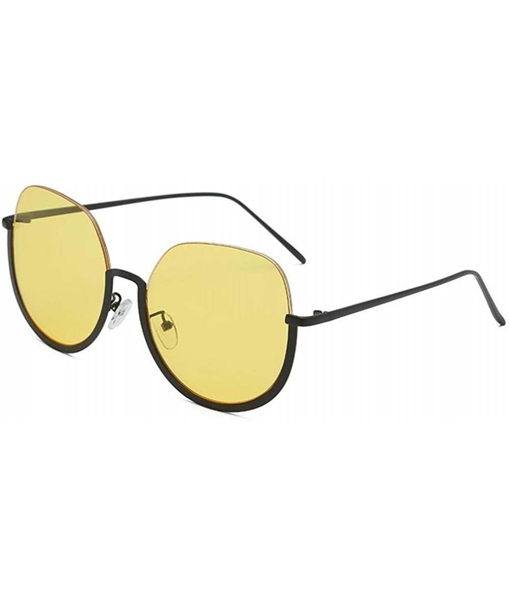 Semi-rimless Women Semi-rimless Cat eye Sunglasses Metal Sun Glasses Trend Travel Party UV400 - Black Yellow - CV19033GGIC $1...
