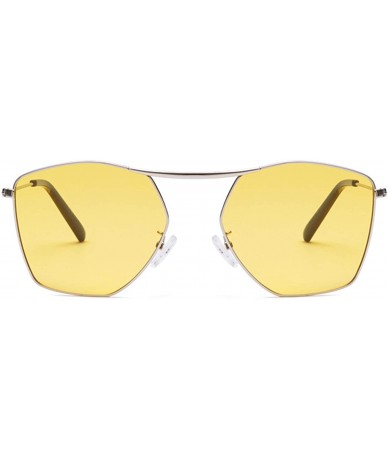 Aviator Men and women fashion retro polygon single beam aviator sunglasses prom mirror party travel - Yellow - C218SAHKM0Y $2...