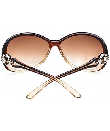Oval Women Fashion Oval Shape UV400 Framed Sunglasses Sunglasses - Coffee - CH1993UXHDG $17.75