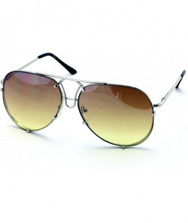 Aviator New Large Limited Edition Colorful Gradient Lens Metal Aviator Sunglasses - Silver/Brown - CW188WY454A $11.45