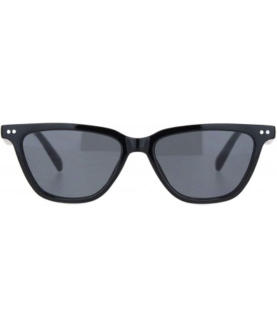 Cat Eye Womens Retro Vintage Narrow Thin Cat Eye Plastic Sunglasses - All Black - CU18NN9WR94 $21.74