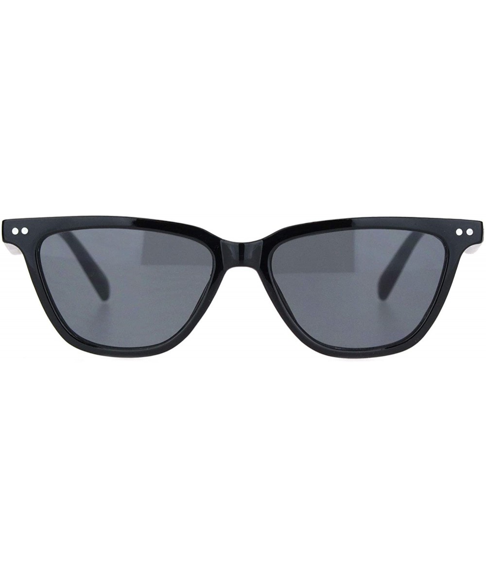 Cat Eye Womens Retro Vintage Narrow Thin Cat Eye Plastic Sunglasses - All Black - CU18NN9WR94 $9.21