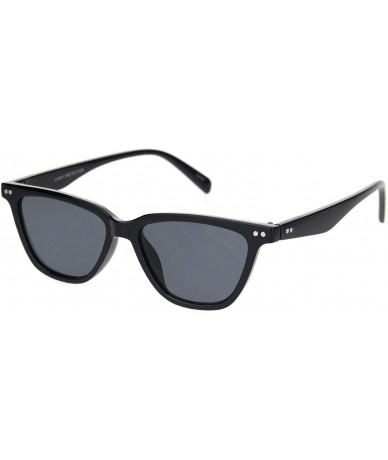 Cat Eye Womens Retro Vintage Narrow Thin Cat Eye Plastic Sunglasses - All Black - CU18NN9WR94 $9.21