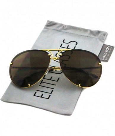 Aviator Aviator Poshe Black Brown Lens Twirl Metal Design Frames Sunglasses - Brown - Gold - C512NZHZUVC $26.57