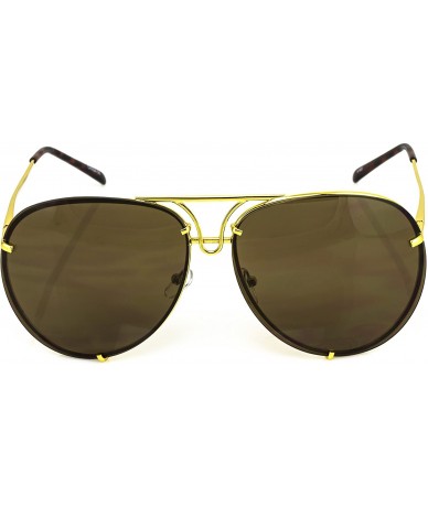 Aviator Aviator Poshe Black Brown Lens Twirl Metal Design Frames Sunglasses - Brown - Gold - C512NZHZUVC $14.63