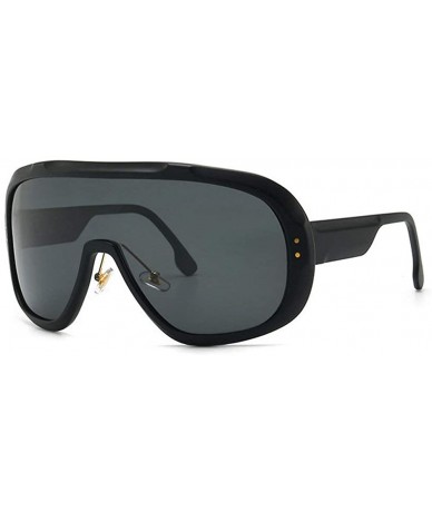 Oversized Oversized Frame Mask Sunglasses Brand Designer Fashion Lady Shaded Sunglasses UV400 - Matte Black - CU18UK70IIL $22.97
