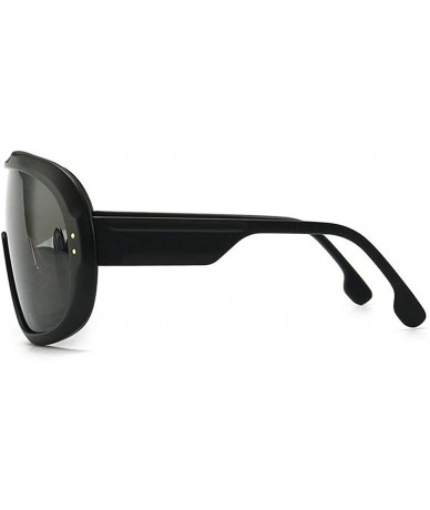 Oversized Oversized Frame Mask Sunglasses Brand Designer Fashion Lady Shaded Sunglasses UV400 - Matte Black - CU18UK70IIL $9.37