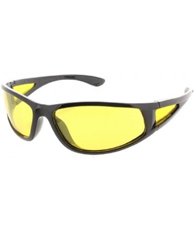 Oval Polarized Night Driving Sunglasses Aviator Sport Wrap Motorcycle Glasses - Polarized Sport Wrap Black - CM188K5ZQ0O $12.50