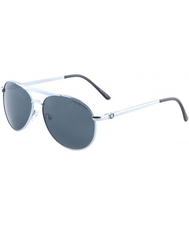 Aviator Polarized Thin Temples Round Modern Aviator Sunglasses - Black Silver - CQ199D3Y62O $20.45