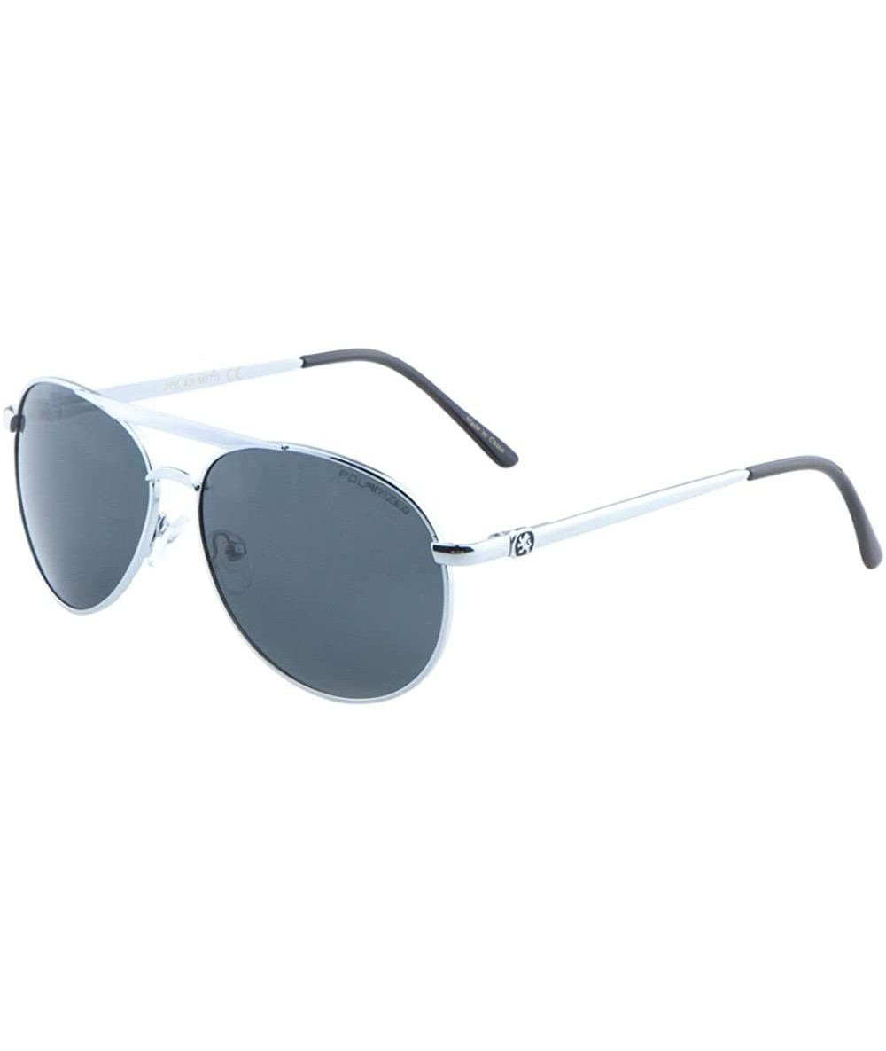 Aviator Polarized Thin Temples Round Modern Aviator Sunglasses - Black Silver - CQ199D3Y62O $20.45