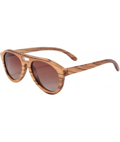 Aviator Genuine Wood Frame Glsses Polarized Wooden Sunglasses-Z6140 - Zebra - CU12BIZORTH $30.91