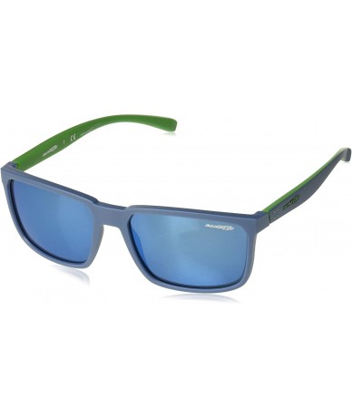 Sport Men's An4251 Stripe Rectangular Sunglasses - Matte Blue/Blue Mirror - CT18I0GWOI8 $45.36