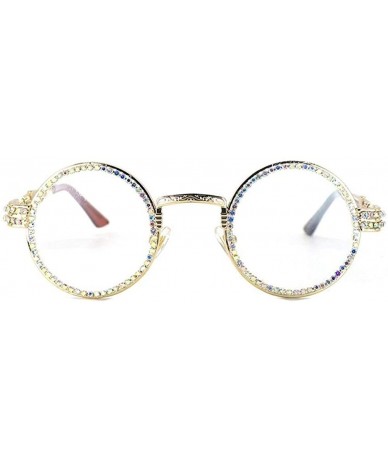 Sport Lady Round Sunglasses Shiny Diamond Frame Round Metal Shades Rhinestone Glasses Women Gemstone Polarized Eyewear - C518...