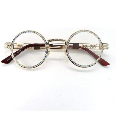 Sport Lady Round Sunglasses Shiny Diamond Frame Round Metal Shades Rhinestone Glasses Women Gemstone Polarized Eyewear - C518...