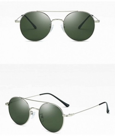Round Unisex Sunglasses Retro Gold Grey Drive Holiday Round Non-Polarized UV400 - Silver - CY18R83GAE2 $7.39