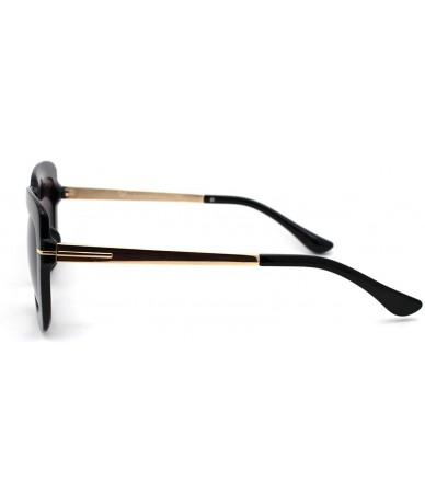 Rectangular Womens Mod Thick Plastic Rectangular Fashion Sunglasses - Black Smoke - CZ18YNELMAK $14.64