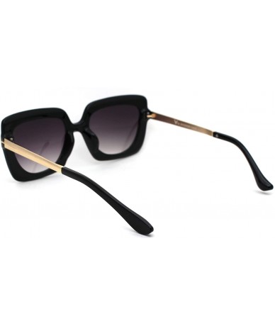 Rectangular Womens Mod Thick Plastic Rectangular Fashion Sunglasses - Black Smoke - CZ18YNELMAK $14.64