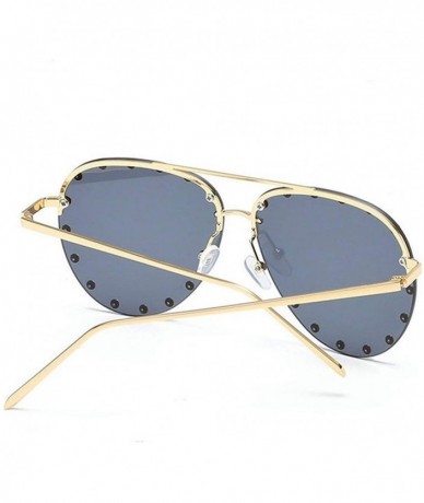 Oversized Women Men Fashion Eyewear Unisex Trendy Rivet Sun Glasses Sunglasses UV400 - 4 - CH18W0W37IU $27.79