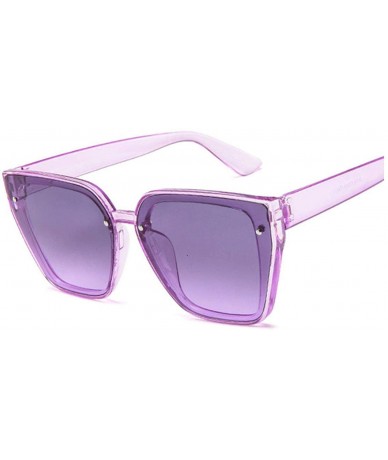 Oversized Fashion Cateyes Sunglasses Women Luxury Brand Designer Vintage Cat Eye Female Retro Full Frame Style - Purple - C91...