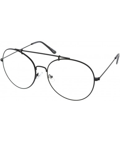 Round Classic Oversize Metal Frame Slim Temple Crossbar Clear Lens Round Eyeglasses 59mm - Black / Clear - CB12OBP2VR3 $7.99