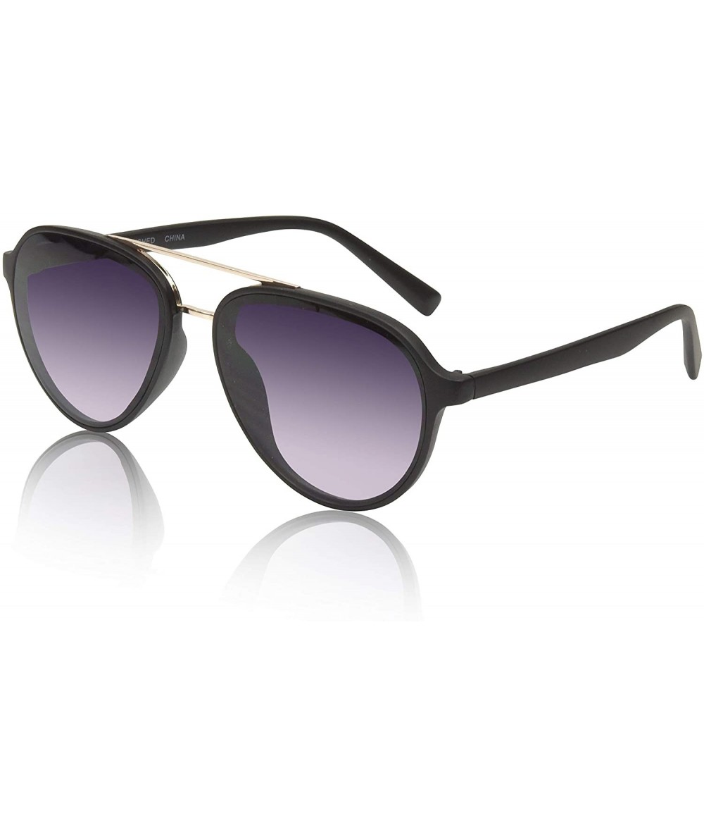 Aviator Aviator Sunglasses for Men and Women Plastic Frame UV400 Protection - Matte Black Frame - C618SQQONQL $11.50